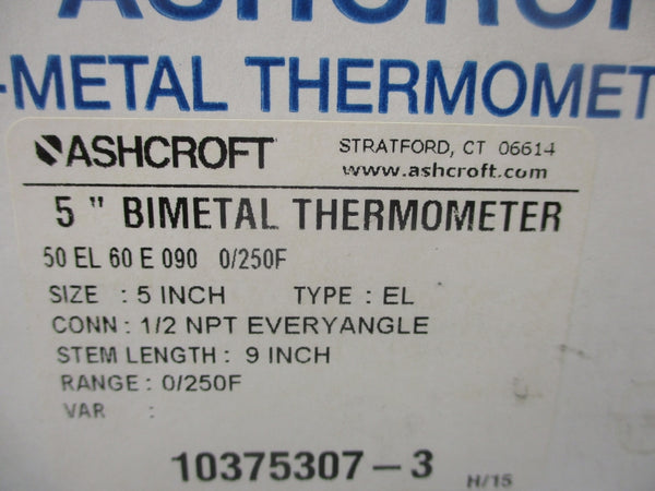 ASHCROFT 50 EL 60 E 090 2/250F 5" NSNP