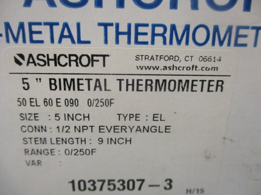ASHCROFT 50 EL 60 E 090 2/250F 5" NSNP