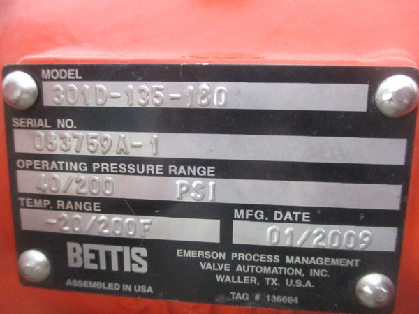 BETTIS 301D-135-180 40/200PSI UNMP