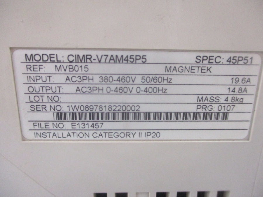 YASKAWA CIMR-V7AM45P5 380-460V 19.6A UNMP