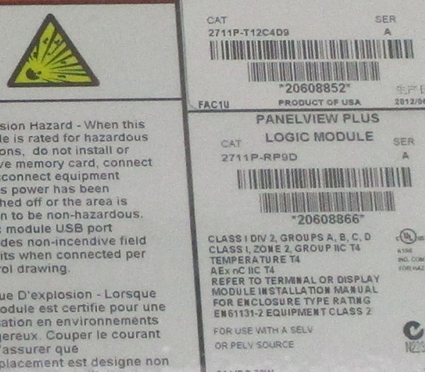 ALLEN BRADLEY 2711P-T12C4D9 SER. A UNMP