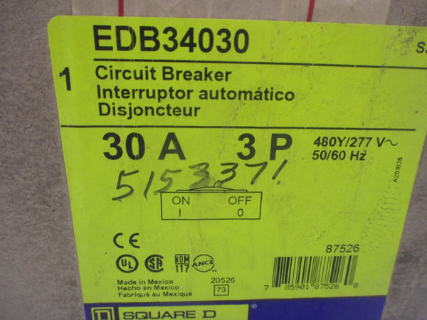 SQUARE D EDB34030 SER. 3 277V 30A NSFS