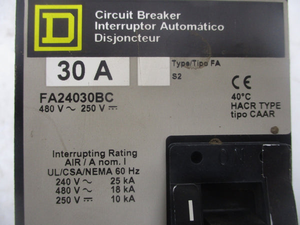 SQUARE D FA24030BC SER. 2 480V 30A NSMP