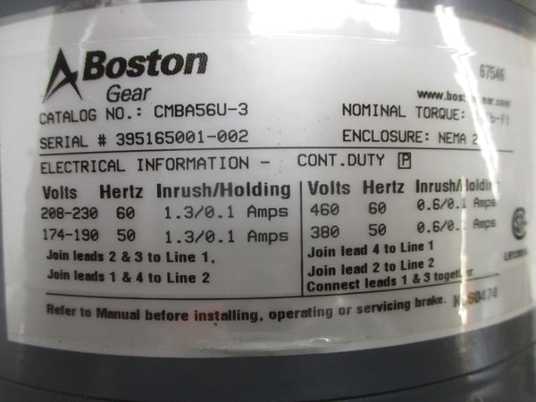 BOSTON GEAR CMBA56U-3 208-230V 1.3A/0.1A NSNP