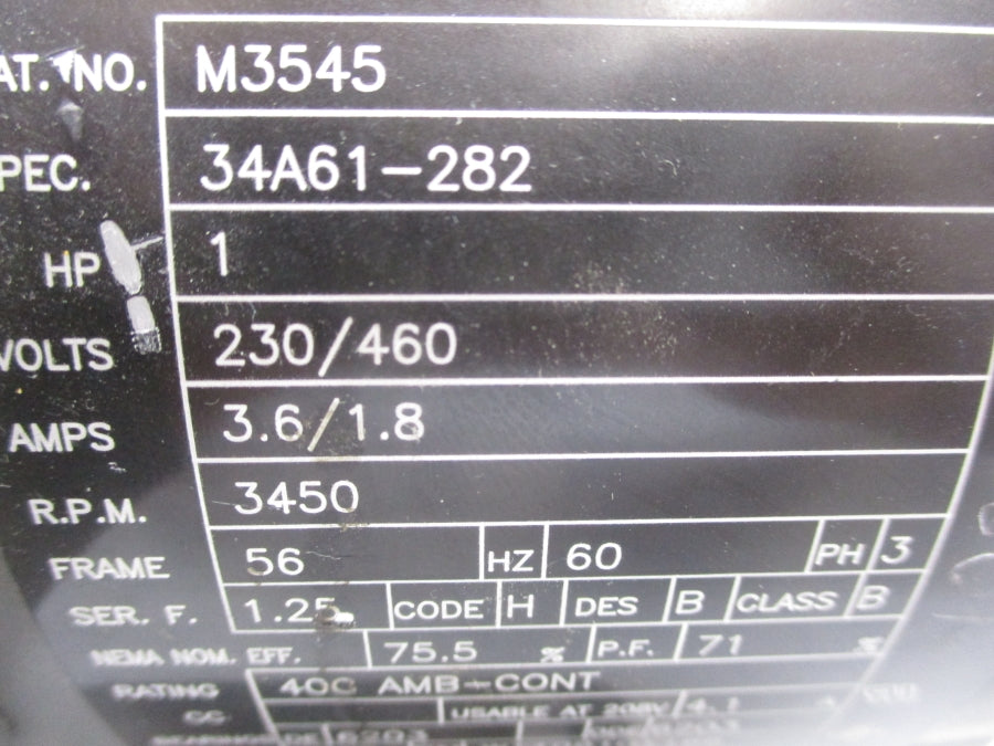 BALDOR M3545 34A61-282 230/460V 3.6/1.8A UNMP