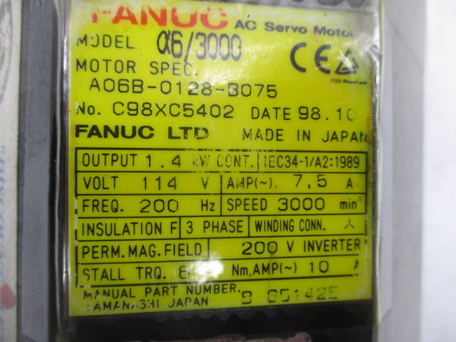 FANUC A06B-0128-B075 114V 7.5A UNMP