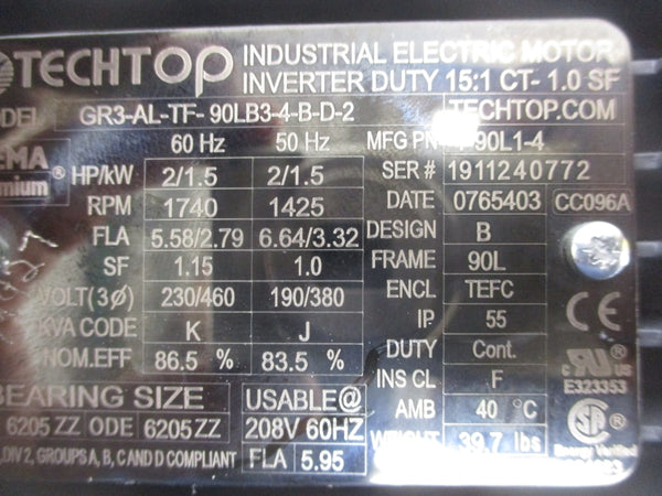 TECHTOP GR3-AL-TF-90LB3-4-B-D-2 230/460V NSNP