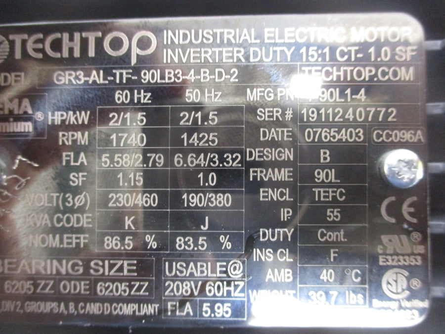 TECHTOP GR3-AL-TF-90LB3-4-B-D-2 230/460V NSNP