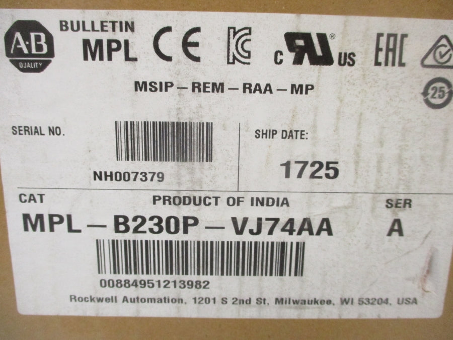 INDUSTRIAL SPARE PART MPL-B230P-VJ74AA SER. A 460V 2.6A NSMP