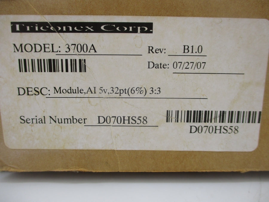 TRICONEX 3700A 5V NSMP