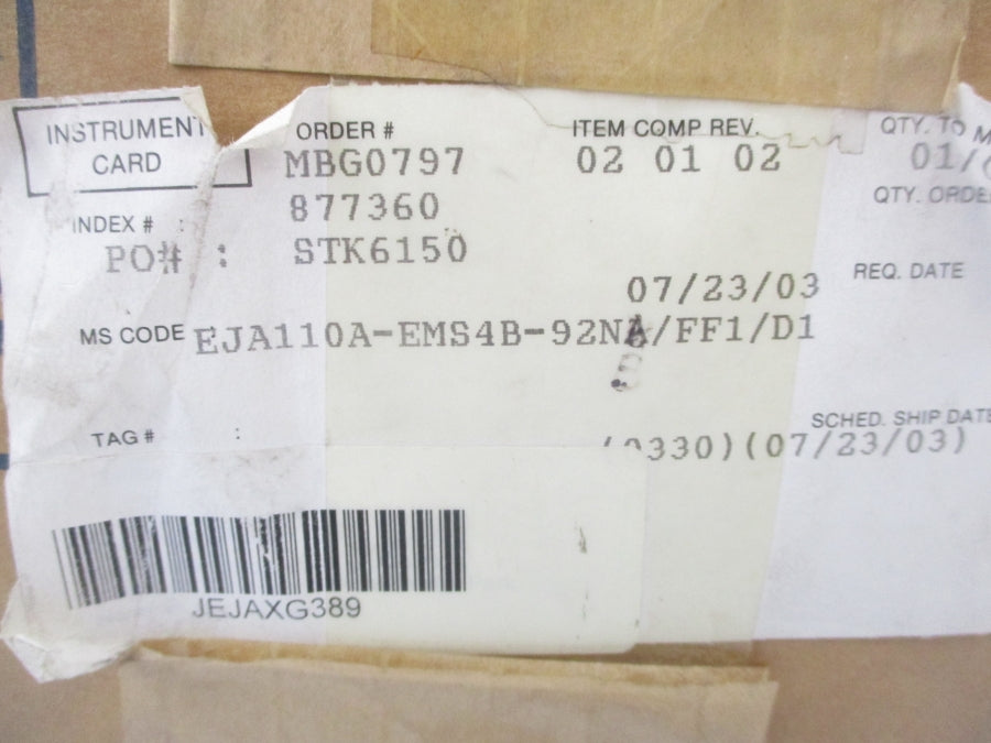 YASKAWA EJA110A-EMS4B-92NB/FF1/D1 24VDC 2300PSI (AS PICTURED) NSMP