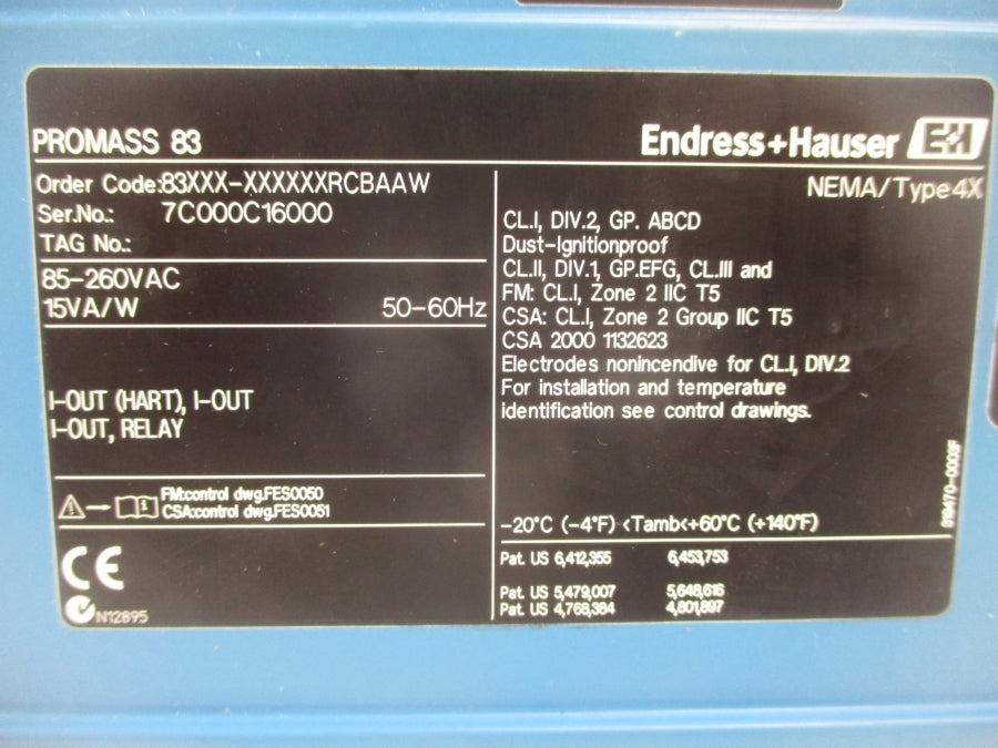 ENDRESS+HAUSER 83XXX-XXXXXXRCBAAW 85-260VAC UNMP