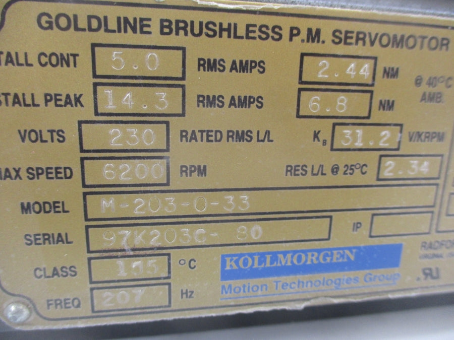 KOLLMORGEN M-203-C-33 230V 5A UNMP