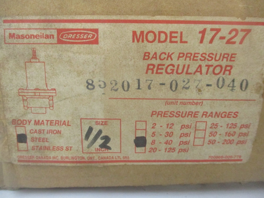 DRESSER 852017-027-040 8-40PSI 1/2IN NSMP