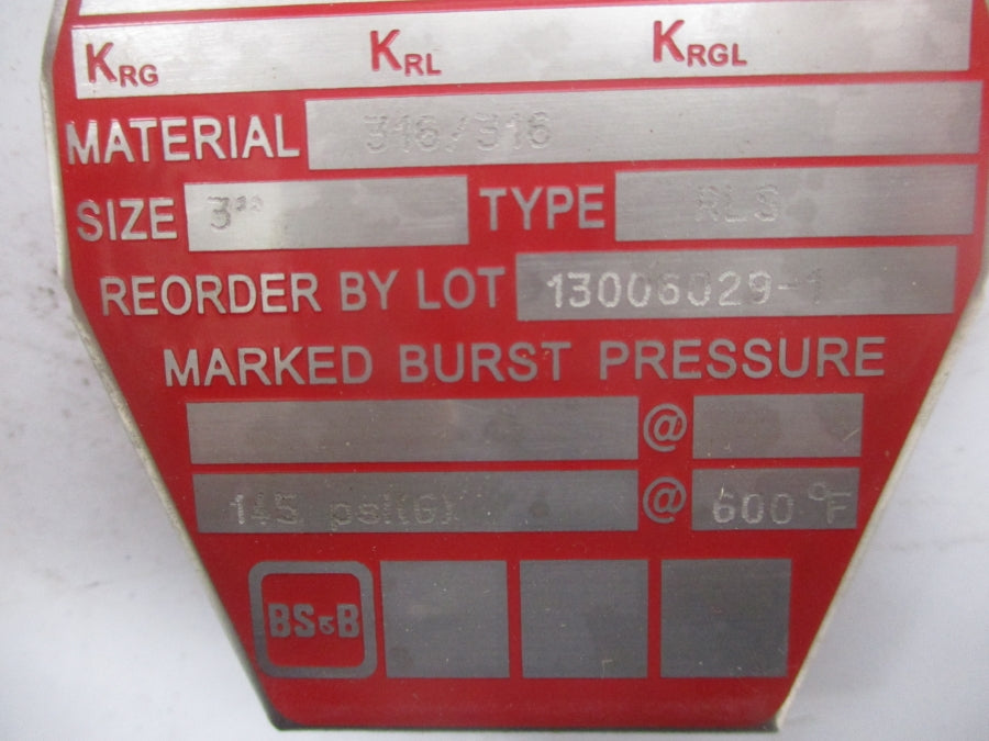 BS&B 13006029-1 145PSI 3" NSMP