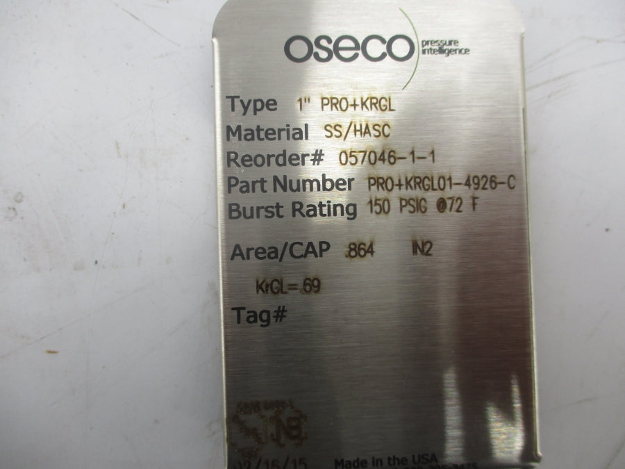OSECO PRO+KRGL01-4926-C 150PSI 1" NSMP
