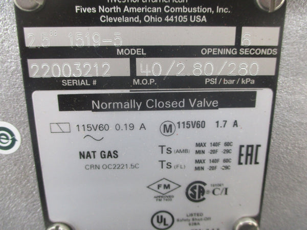 FIVES NORTH AMERICAN 1519-5 115V .19A 280PSI NSNP