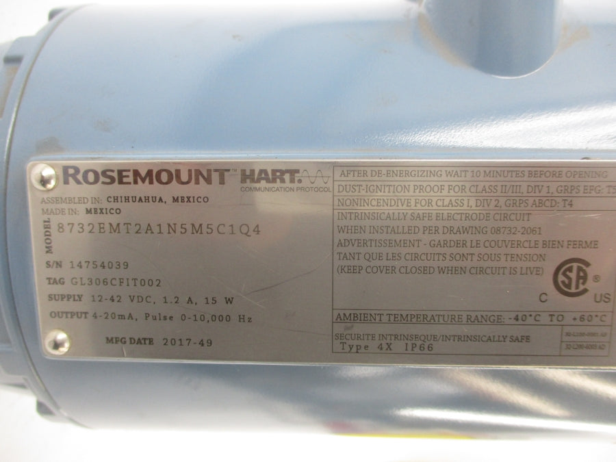 ROSEMOUNT 8732EMT2A1N5M5C1Q4 12-42VDC 1.2A UNMP