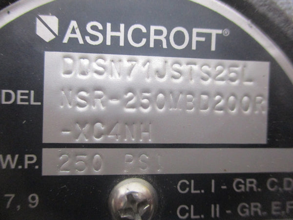 ASHCROFT DDSN71JSTS25LNSR-250MBD200R-XC4NH 125/250VAC 11A 250PSI NSNP