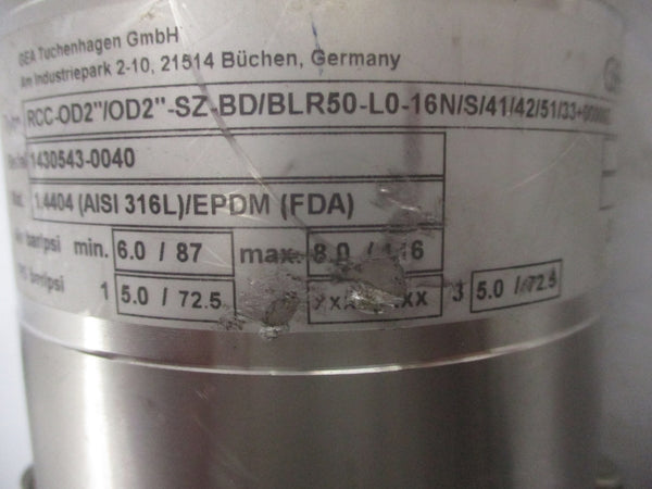 GEA RCC-OD2"/OD2"-SZ-BD/BLR50-L0-16N/S/41/42/51/33+00000Z 87PSI UNMP