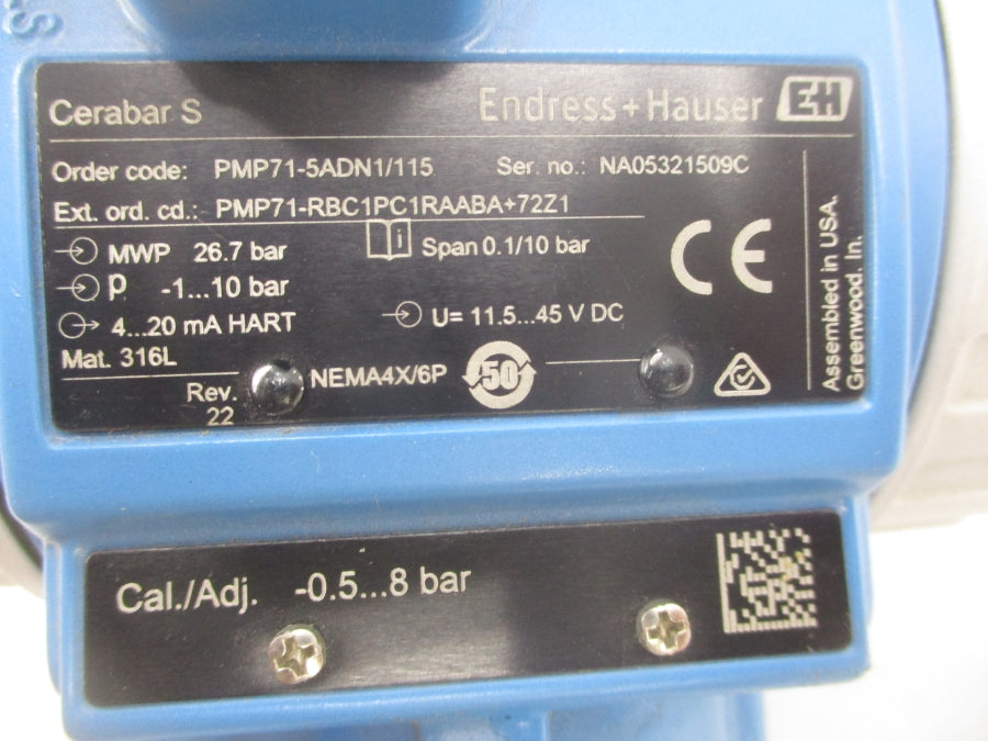 ENDRESS HAUSER PMP71-5ADN1/115 11.5-45VDC UNMP