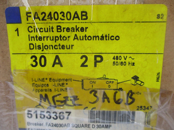 SQUARE D FA24030AB SER. 2 480V 30A NSMP