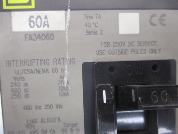 SQUARE D FA34060 SER. 2 480V 60A NSMP