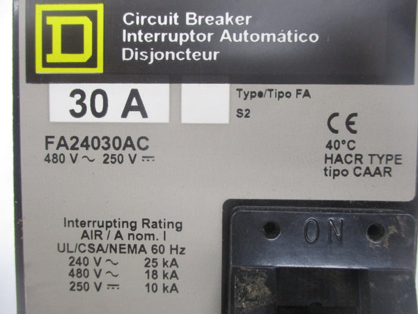 SQUARE D FA24030AC SER. 2 480V 30A NSMP