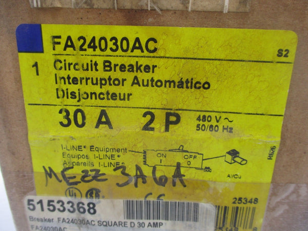 SQUARE D FA24030AC SER. 2 480V 30A NSMP