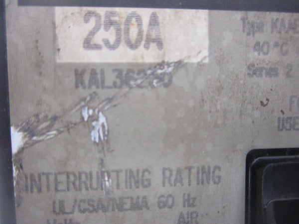 SQUARE D KAL36250 SER. 2 480VAC, 250A UNMP