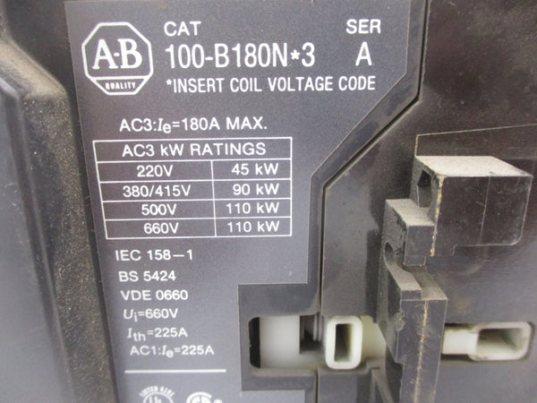 INDUSTRIAL SPARE PART 100-B180ND3 SER. A 110/120V 180A UNMP
