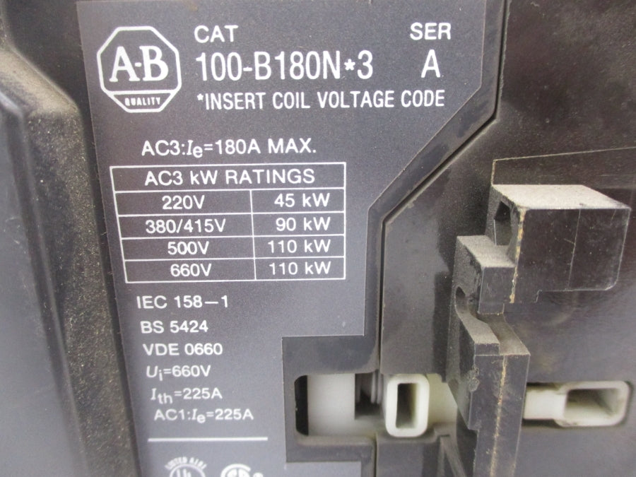 INDUSTRIAL SPARE PART 100-B180ND3 SER. A 110/120V 180A UNMP
