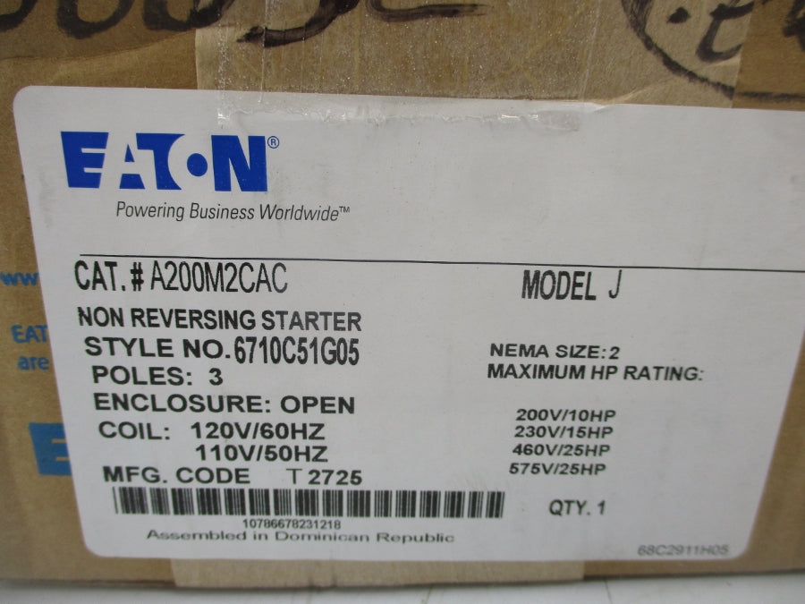 EATON A200M2CAC 6710C51G05 110/120V NSMP