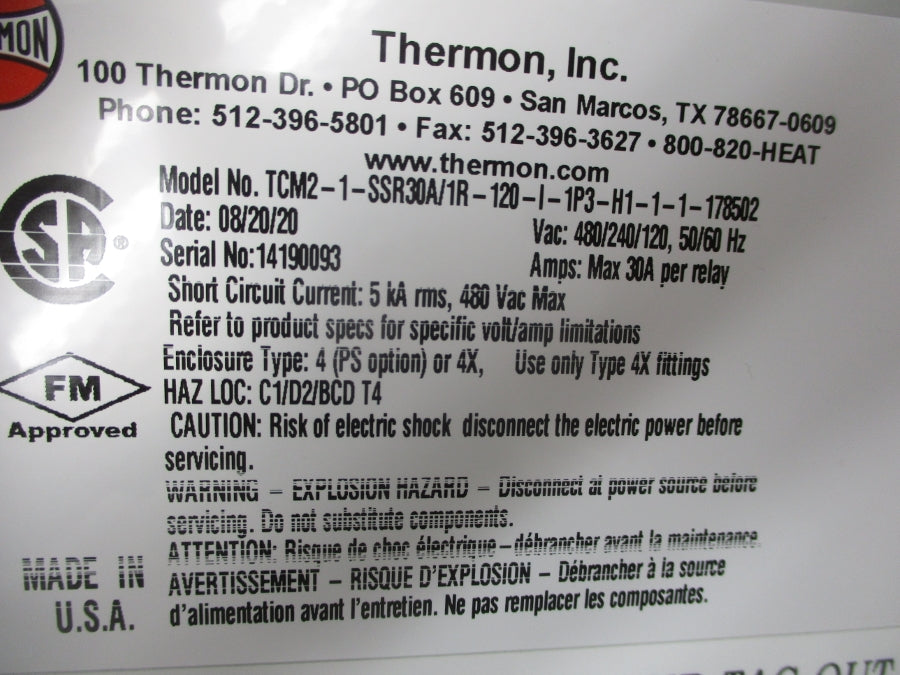 THERMON TCM2-1-SSR30A/1R-120-I-1P3-H1-1-1-175802 480VAC 30A NSMP