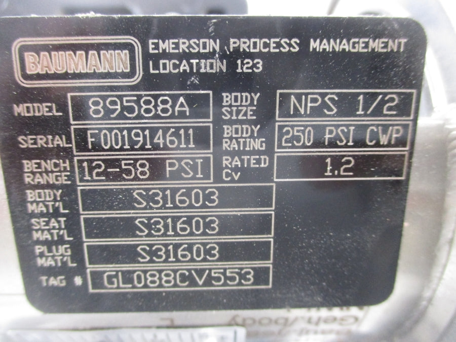 BAUMANN 89588A GL088CV553 12-58PSI UNMP