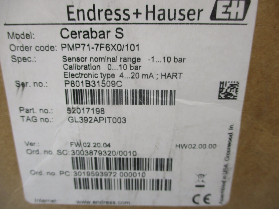ENDRESS HAUSER PMP71-4P513/115 11.5-45VDC NSMP