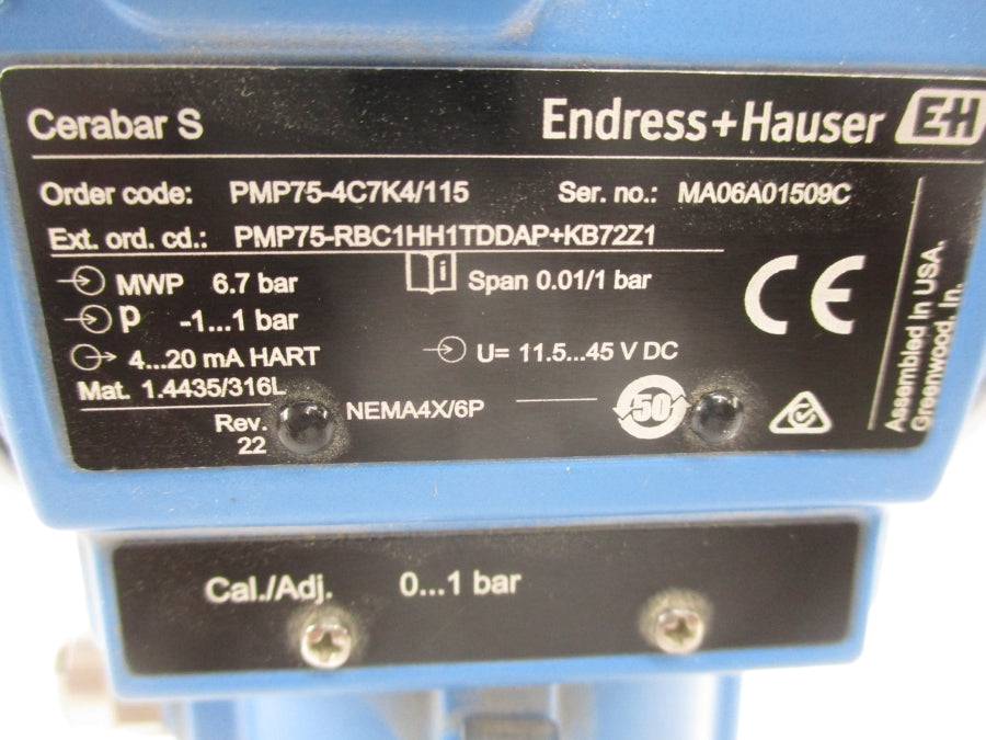 ENDRESS HAUSER PMP75-4C7K4/115 11.5-45VDC NSNP