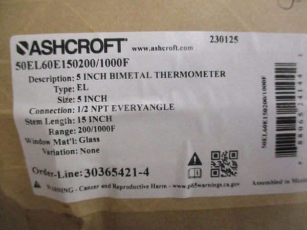 ASHCROFT 50EL60E150200/1000F 5" NSFS
