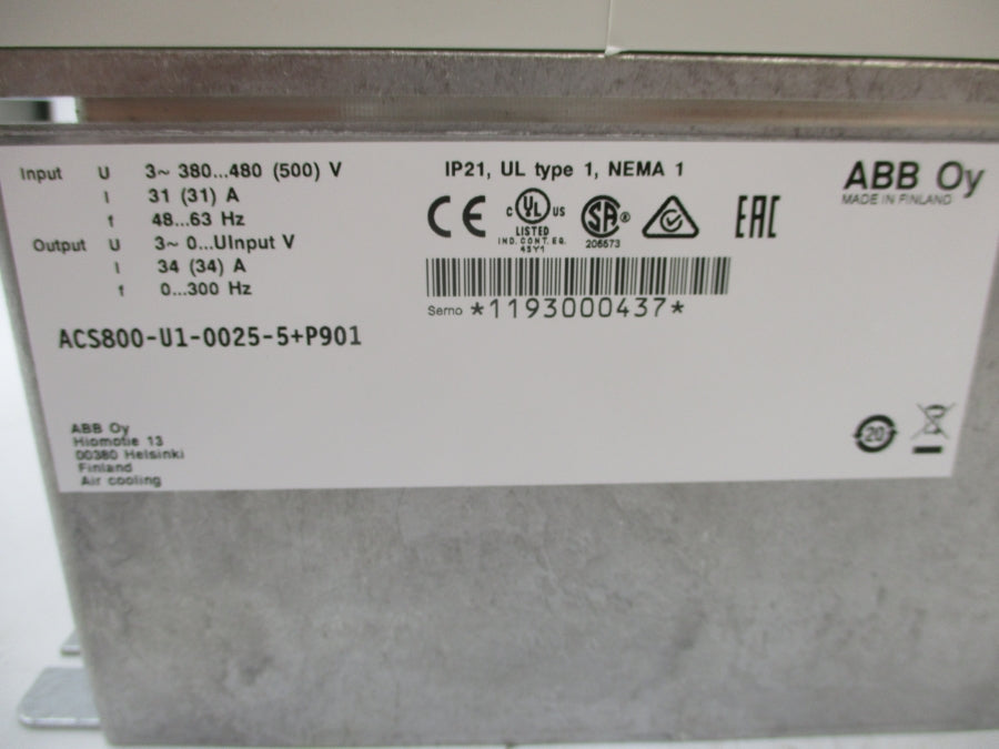 ABB ACS800-U1-0025-5+P901 380-480V 31A NSMP