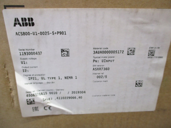 ABB ACS800-U1-0025-5+P901 380-480V 31A NSMP