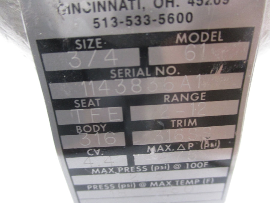 JORDAN VALVE 61 275PSI 3/4" NSNP