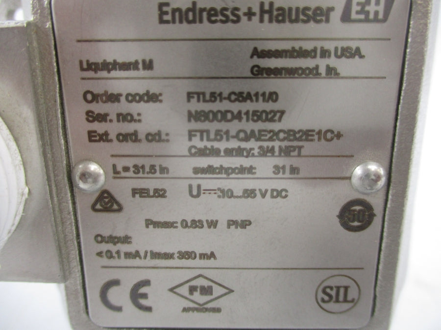 ENDRESS HAUSER FTL51-C5A11/0 10-55VDC NSNP