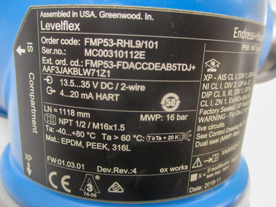 ENDRESS HAUSER FMP53-RHL9/101 13.5-35VDC NSNP