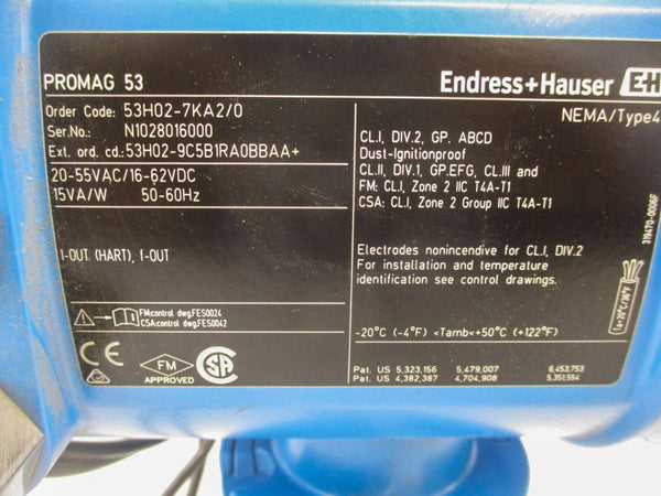 ENDRESS HAUSER 53H02-7KA2/0 20-55VAC/16-62VDC (AS PICTURED) UNMP