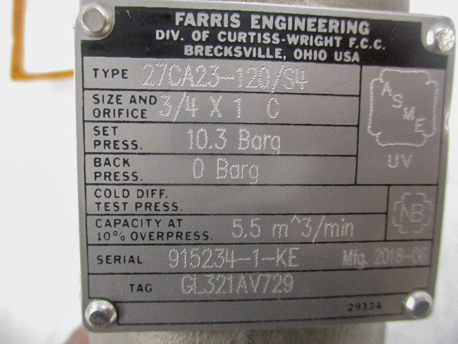 FARRIS ENGINEERING 27CA23-120/S4 3/4 UNMP