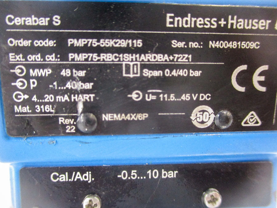 ENDRESS HAUSER PMP75-55K29/115 11.5-45VDC UNMP