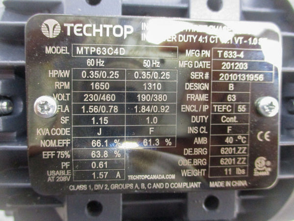 TECHTOP MTP63C4D 230/460V 1.56/0.78A UNMP