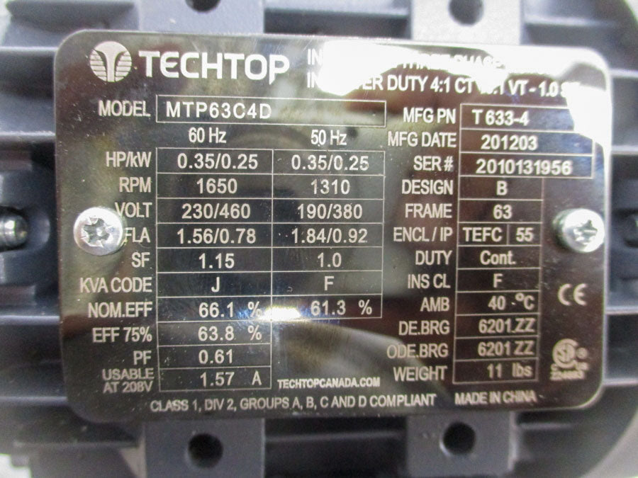TECHTOP MTP63C4D 230/460V 1.56/0.78A UNMP