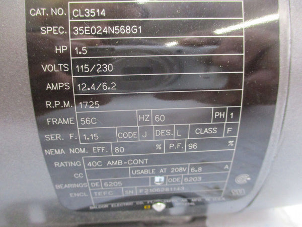 BALDOR CL3514 35E024N568G1 115/230V 12-4/6.2A (AS PICTURED) NSNP