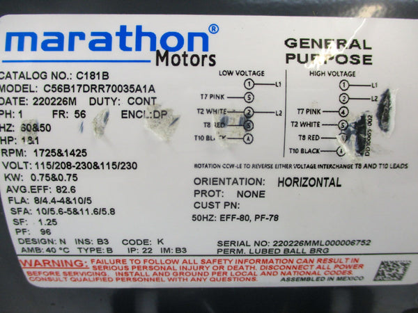 MARATHON C181B C56B17DRR70035A1A 115/230V (AS PICTURED) NSNP